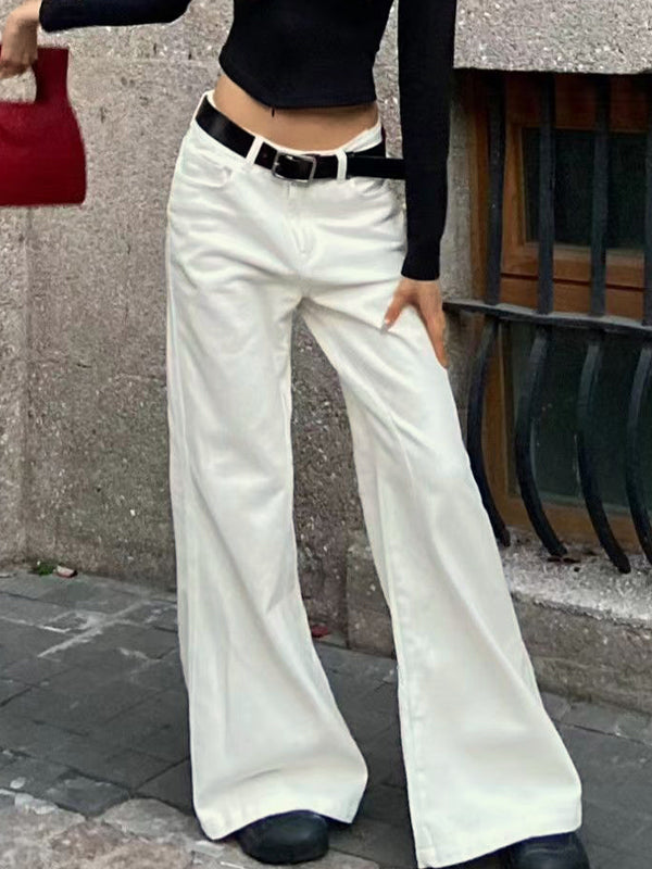 White Low Waist Mopping Flare Jeans