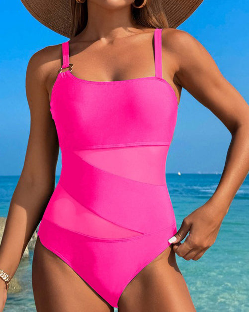Sexy Mesh Nylon One-Piece Swimsuit