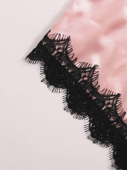 3pack Contrast Lace Satin Lingerie Sets for Women