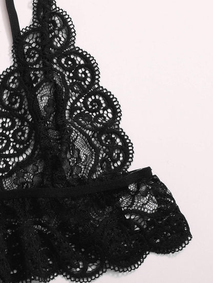 3pack Contrast Lace Satin Lingerie Sets for Women