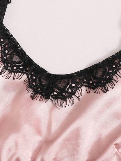 3pack Contrast Lace Satin Lingerie Sets for Women