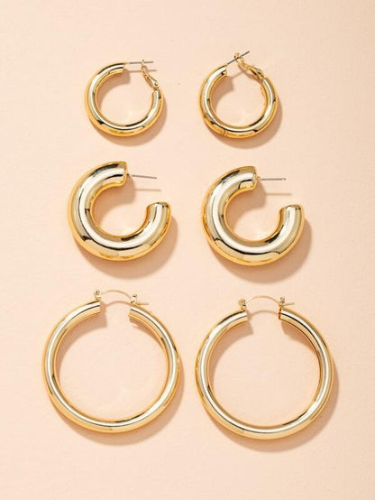 3pairs Chunky Hoop Earrings for Women