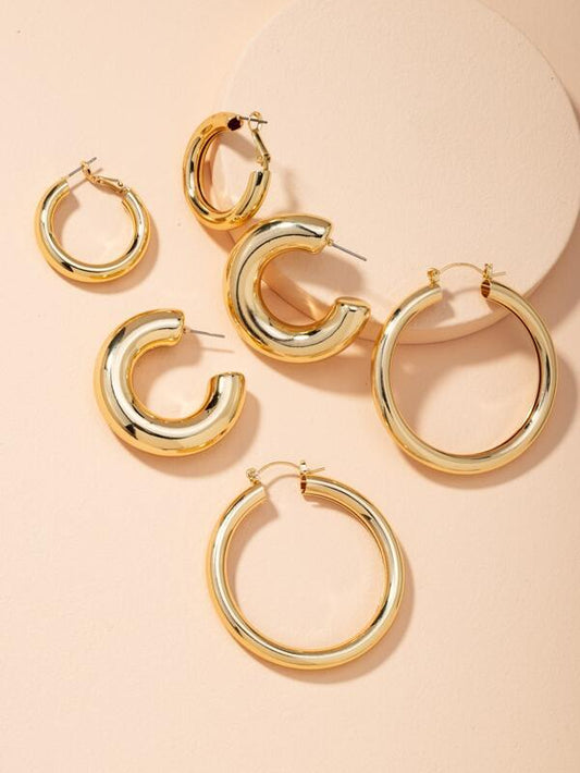 3pairs Chunky Hoop Earrings for Women