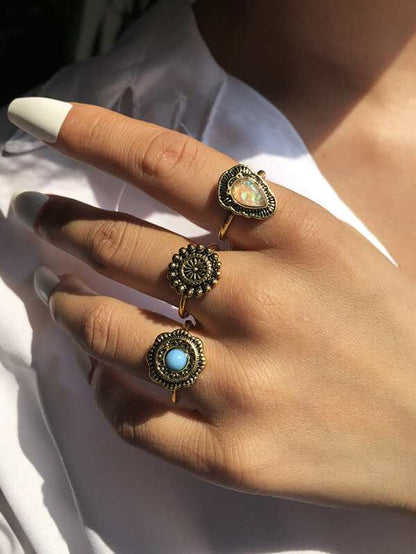 3pcs Bohemian Geo Decor Ring for Women