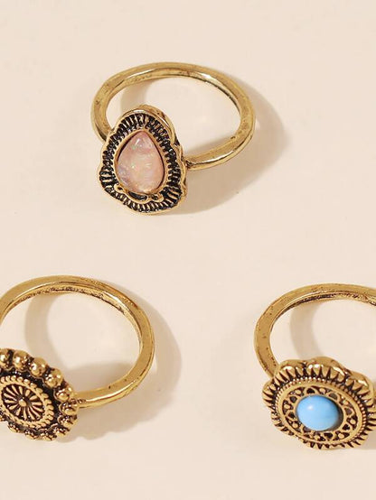 3pcs Bohemian Geo Decor Ring for Women