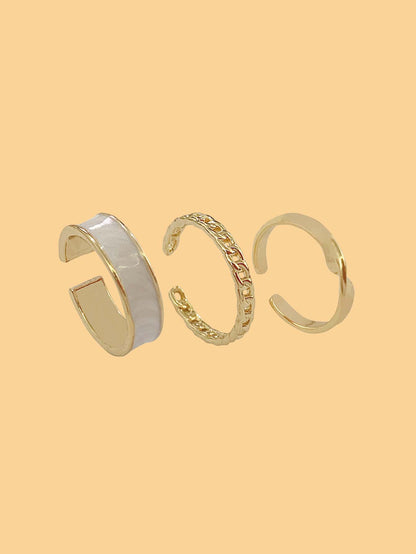 3pcs Chain Decor Ring for Women