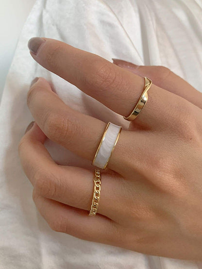 3pcs Chain Decor Ring for Women