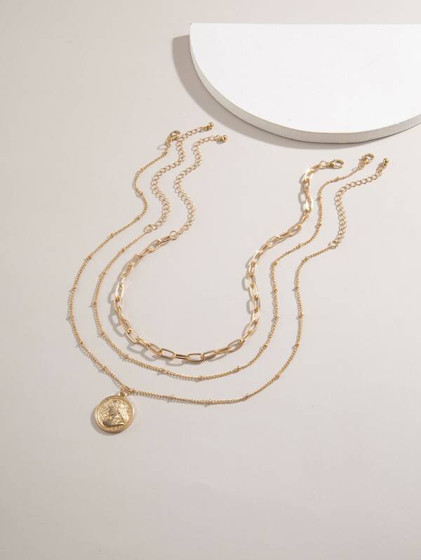 3pcs Coin Charm Necklace for Women
