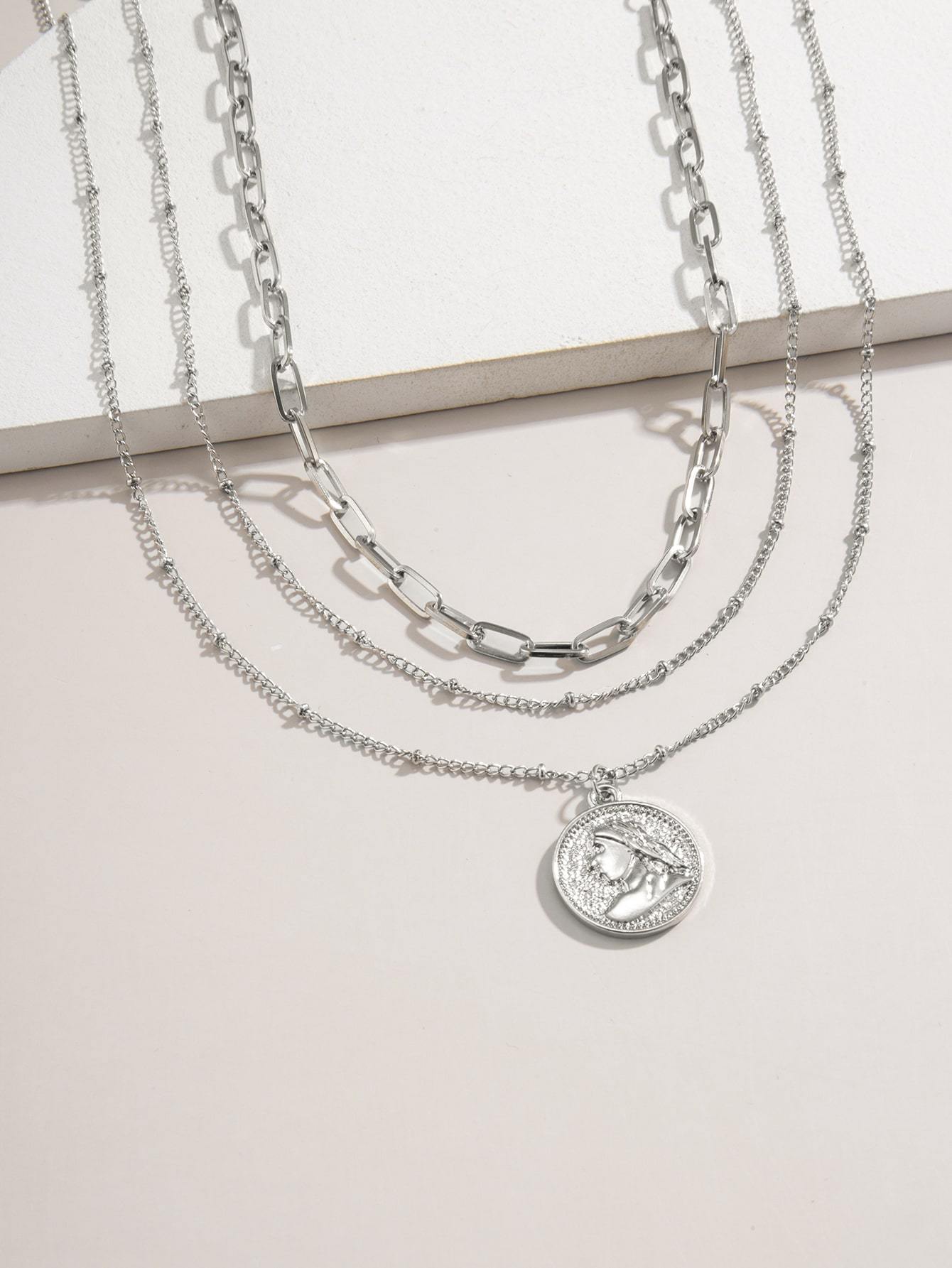 3pcs Coin Charm Necklace for Women