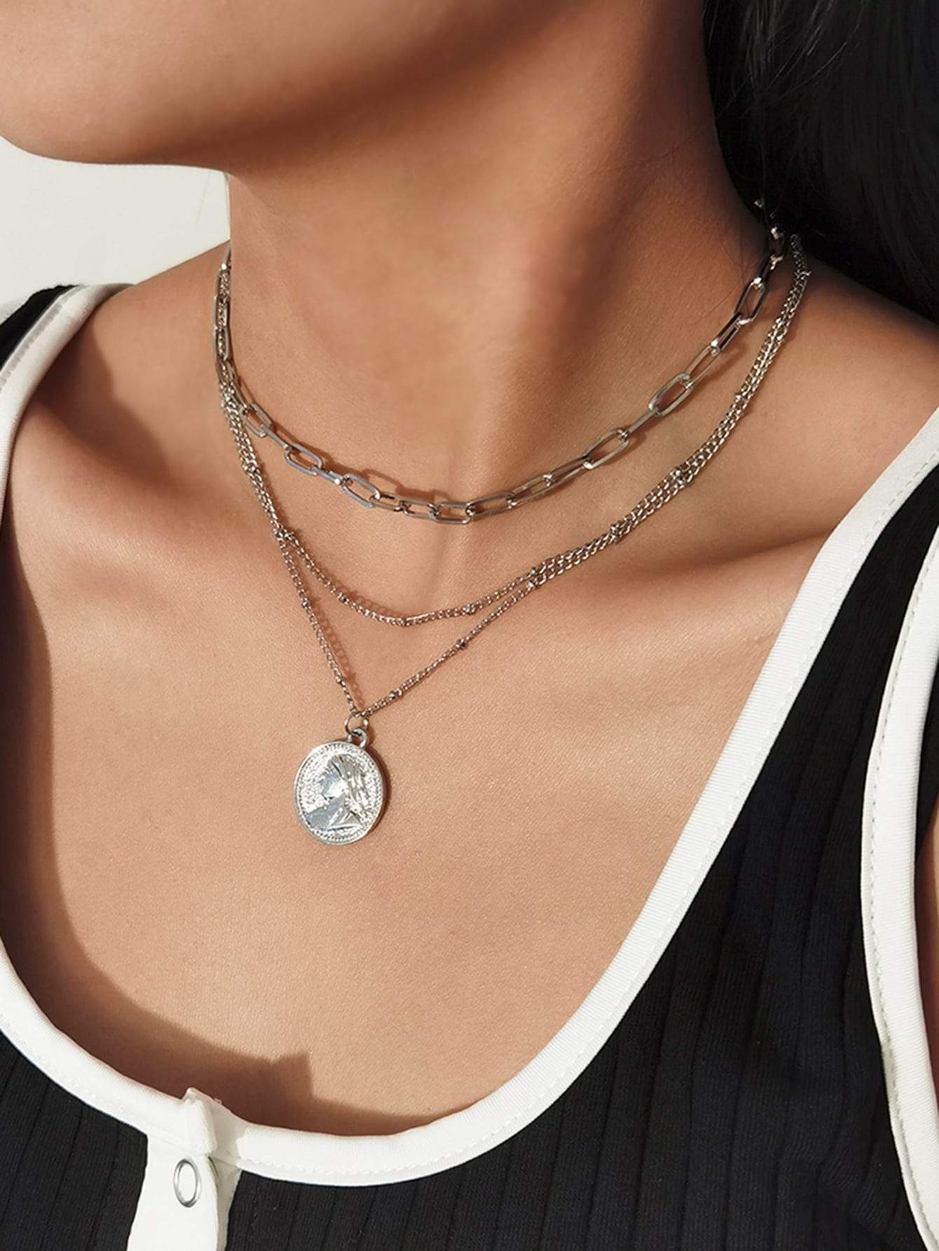 3pcs Coin Charm Necklace for Women