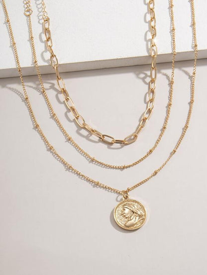 3pcs Coin Charm Necklace for Women