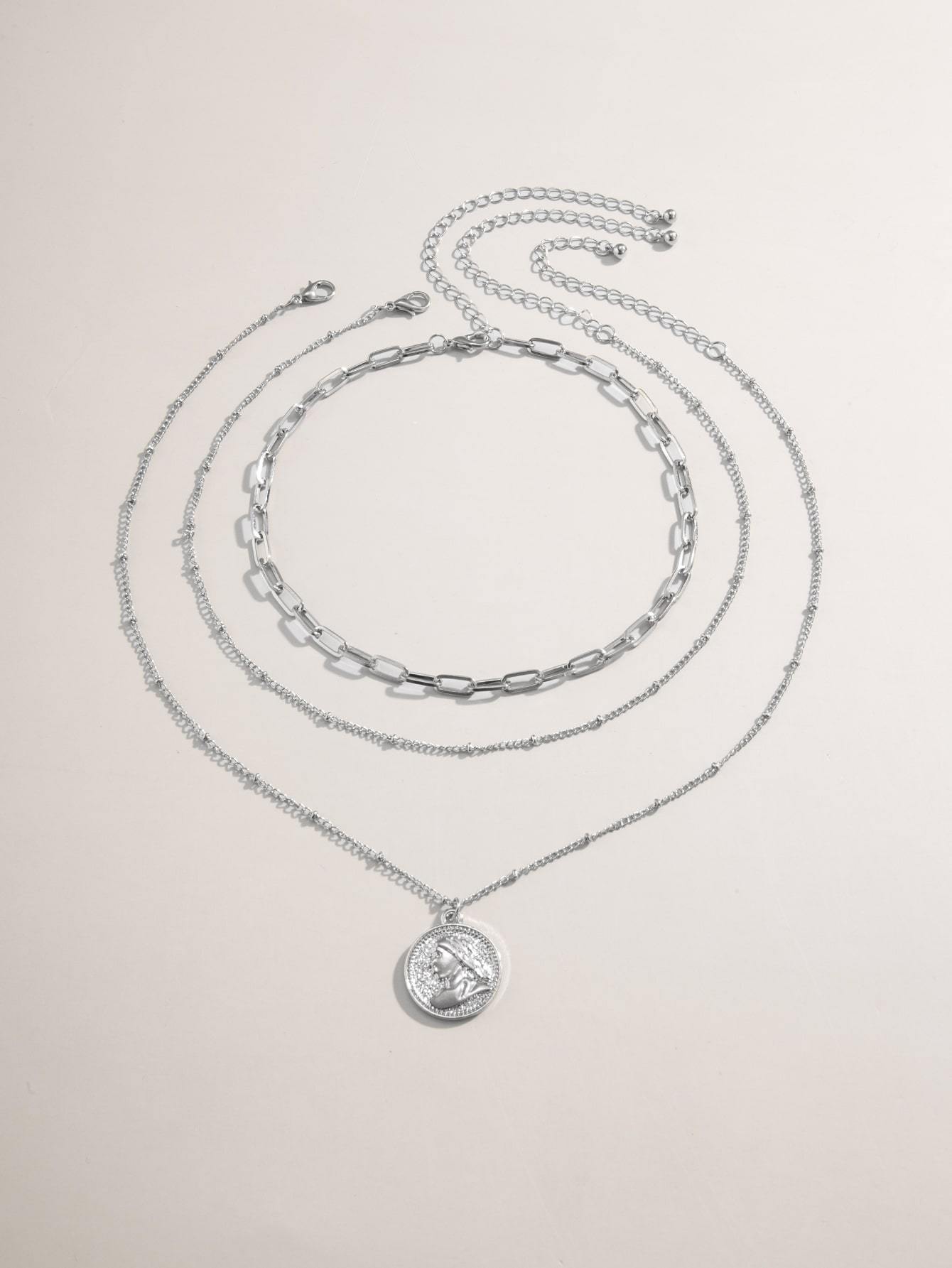 3pcs Coin Charm Necklace for Women