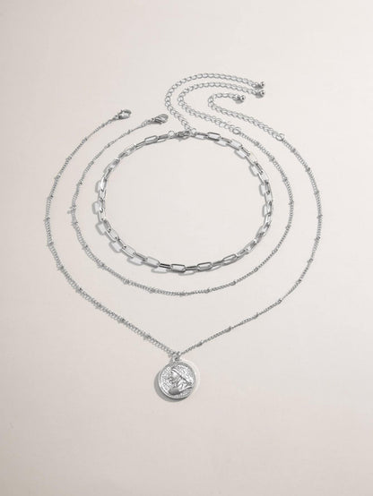 3pcs Coin Charm Necklace for Women