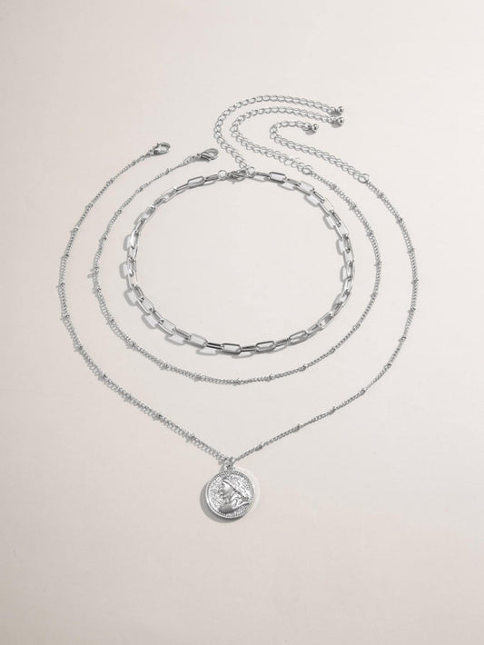 3pcs Coin Charm Necklace for Women