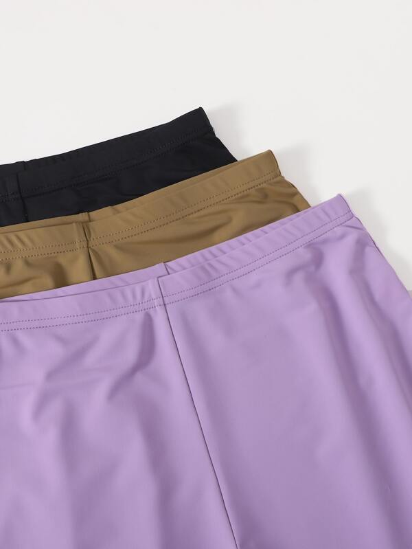 3pcs Solid Biker Shorts for Women