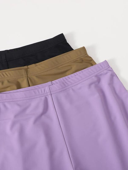 3pcs Solid Biker Shorts for Women