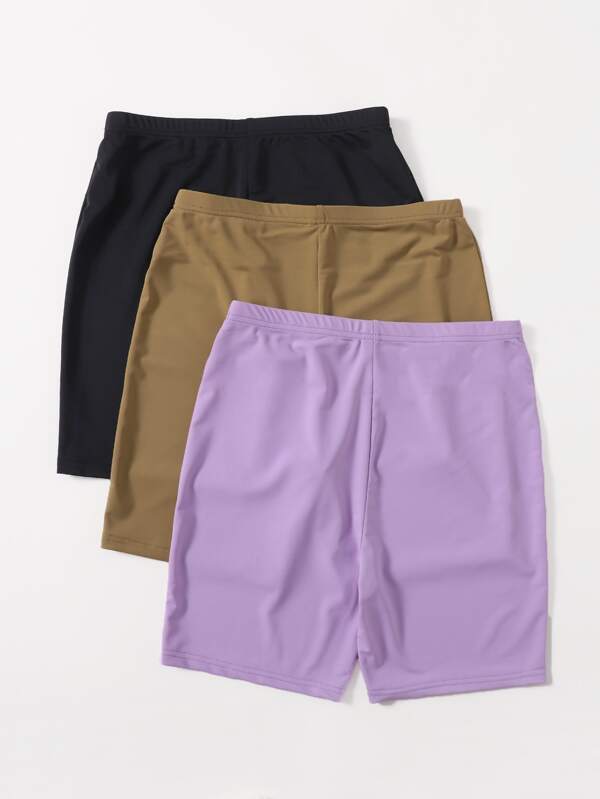 3pcs Solid Biker Shorts for Women