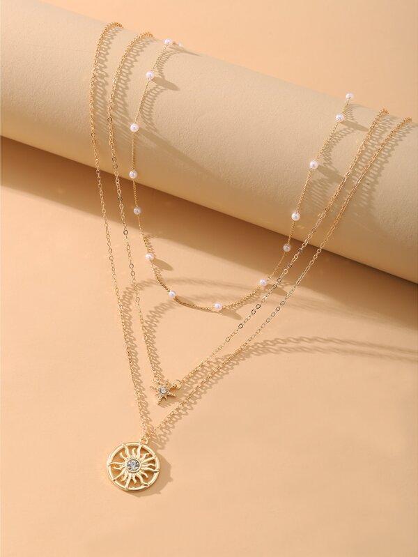 3pcs Sun Charm Necklace for Women