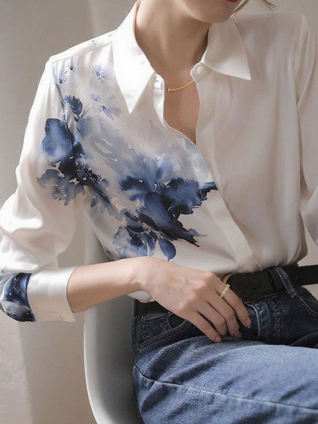 Trinity Daily Polo Collar Satin Printed Shirt