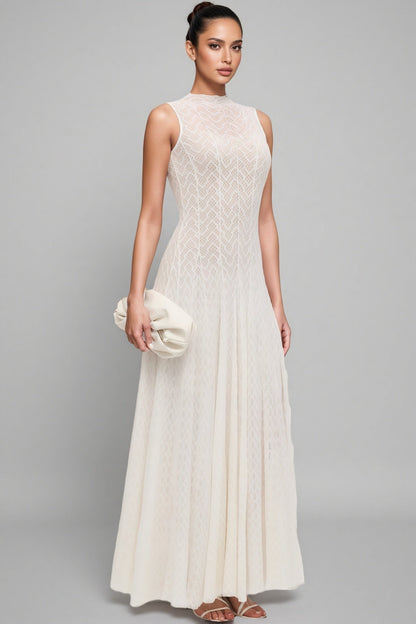 Lucas Solid Pointelle Sleeveless Maxi Dress