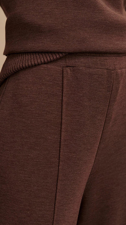 Meet The Autumn Ribbed Zipper Neck Sweatshirt and Elastic Waist Pocketed Loose Pants Set