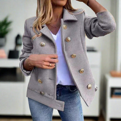 Women's Elegant Thick Solid Color Buttoned Blazer | Ideal for All Seasons