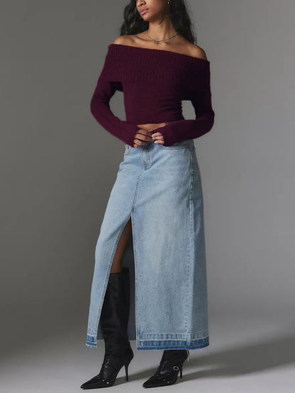 Solid Off Shoulder Sweater