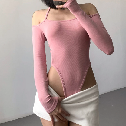 Off shoulder halter solid bodysuit  | Festival Outfits Women