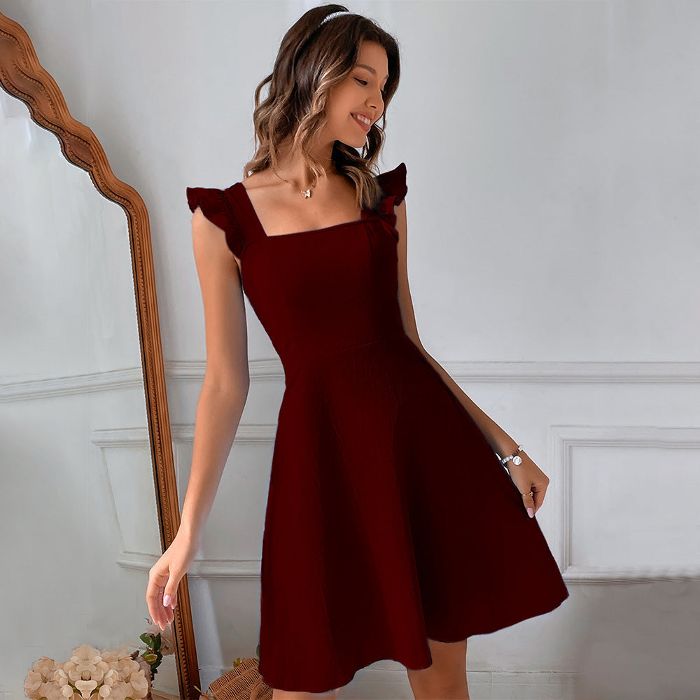 Sleeveless Mini Dress with Ruffle Tie-back