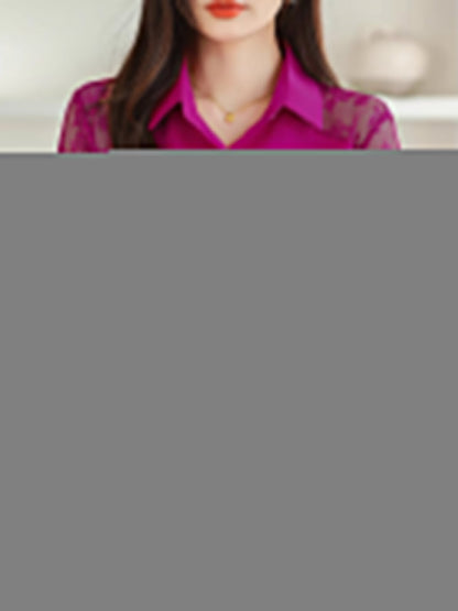 Sophie Loose Lapel Panel Lace Chiffon Shirt