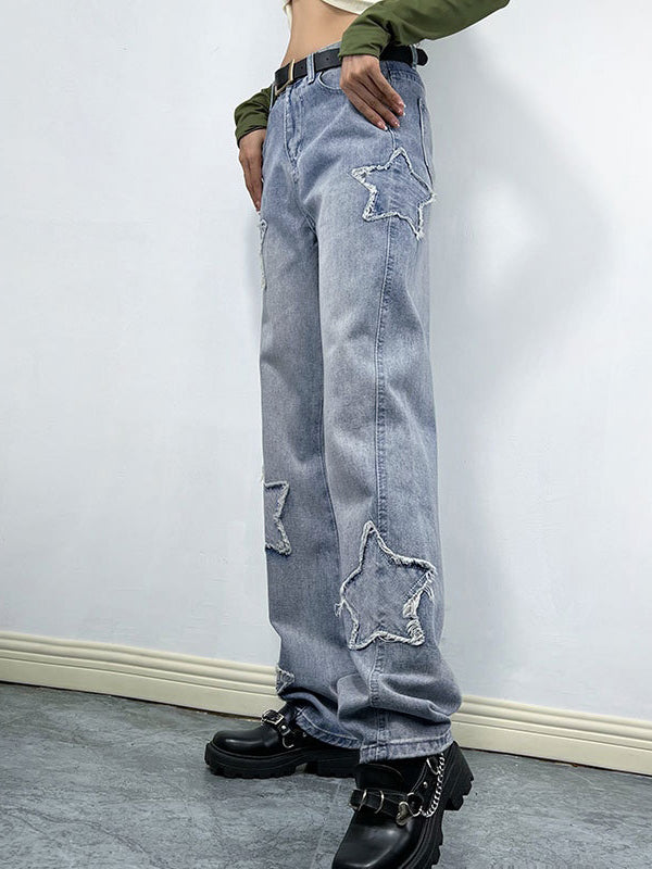 Distressed Star Patch Boyfriend Jeans