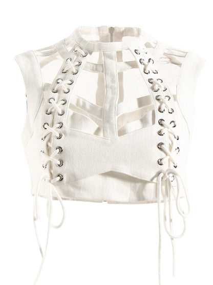 Cutout Lace Up Skeleton Tank Top