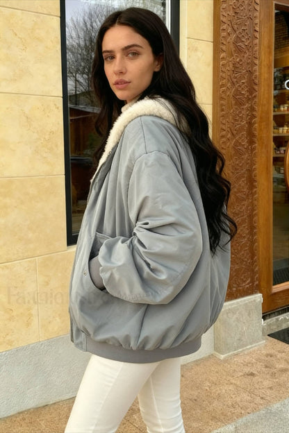 Reversible Oversize Fleece Hooded Jacket