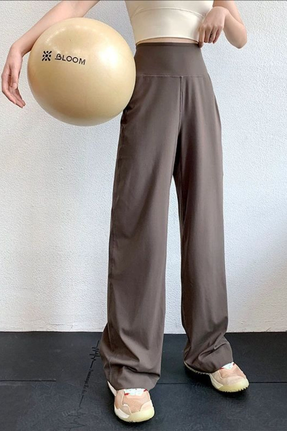 Barely There Drapey High Waisted Wide Leg Workout Pants