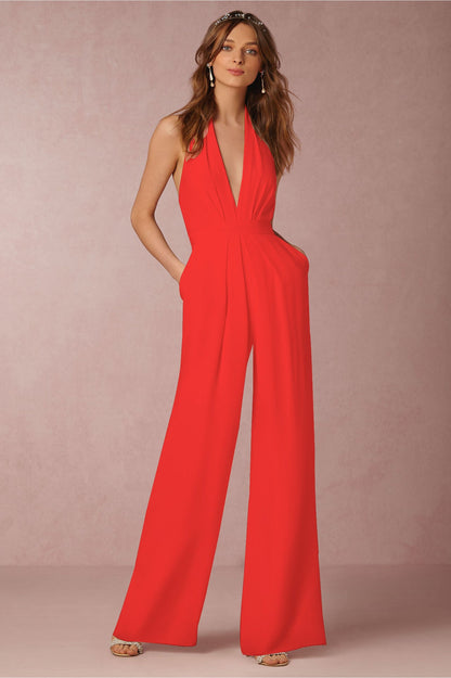Spring Casual Jumpsuit Sexy Sleeveless Halter Jumpsuit