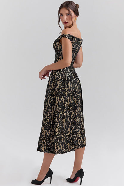 Off Shoulder Backless Wrap Floral Dress