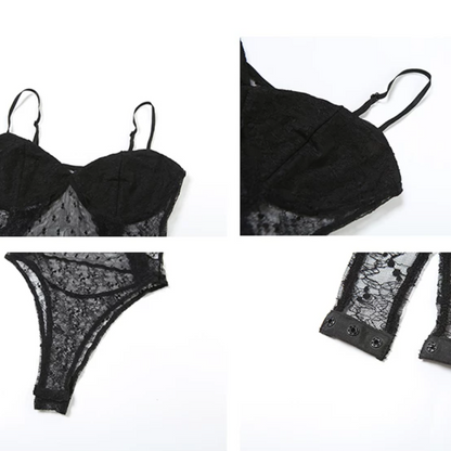 V neck lace backless cami bodysuit  | Festival Outfits Women
