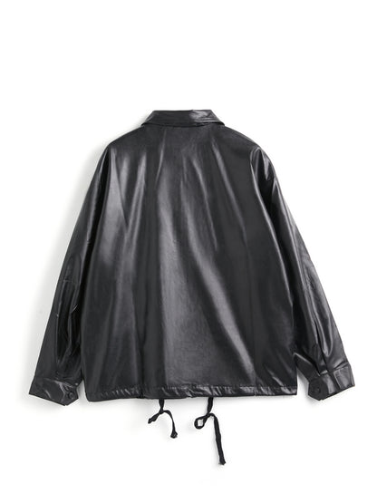 Oversized Black Faux Leather Jacket