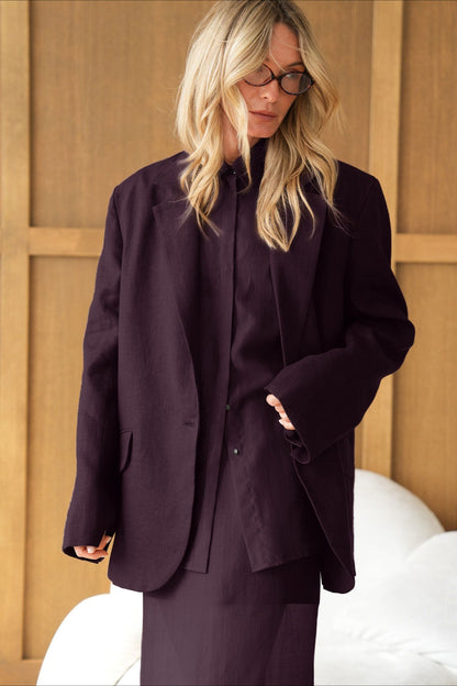 Vintage Collared Tencel Shirt Dress Two Piece Set