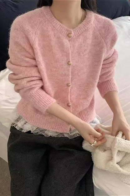 Loose Soft Gentle-Style Solid Knit Cardigan