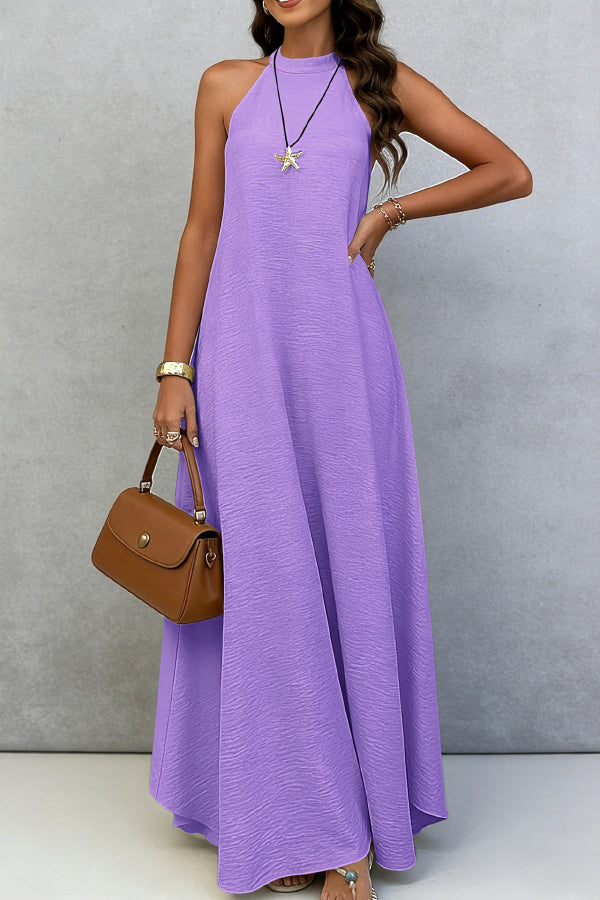 Solid Color Sleeveless Loose Casual Vacation Style Maxi Dress