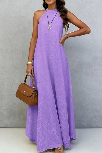 Solid Color Sleeveless Loose Casual Vacation Style Maxi Dress