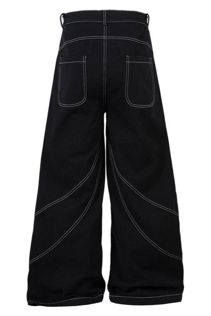 Badass Totem Wing Embroidered Baggy Denim Pants