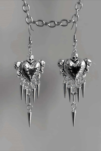 Dark Gothic Thorn Heart Earrings