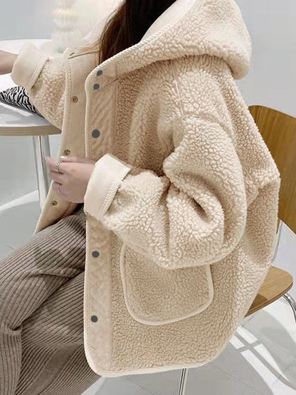 Lambswool Hooded Loose Jacket