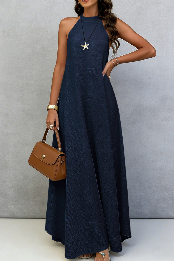 Solid Color Sleeveless Loose Casual Vacation Style Maxi Dress