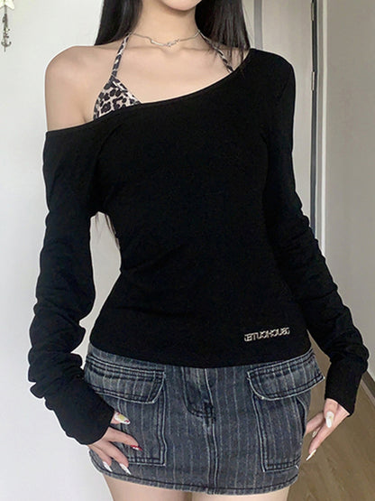 Leopard Print V Neck Long Sleeve Tee