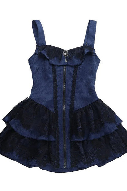 Gothic Vintage Zipper Placket Tube Mini Dress