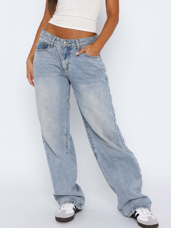Versatile Simple Midriff Boyfriend Jeans
