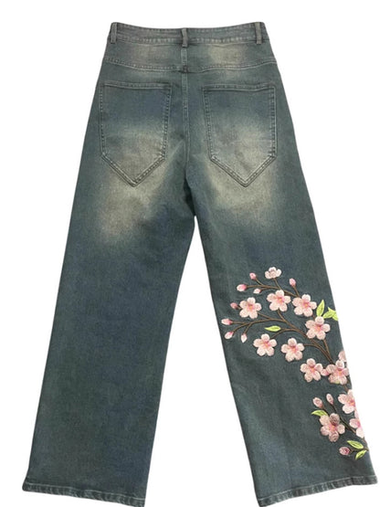 Chinese-Style Prints Boyfriend Jeans